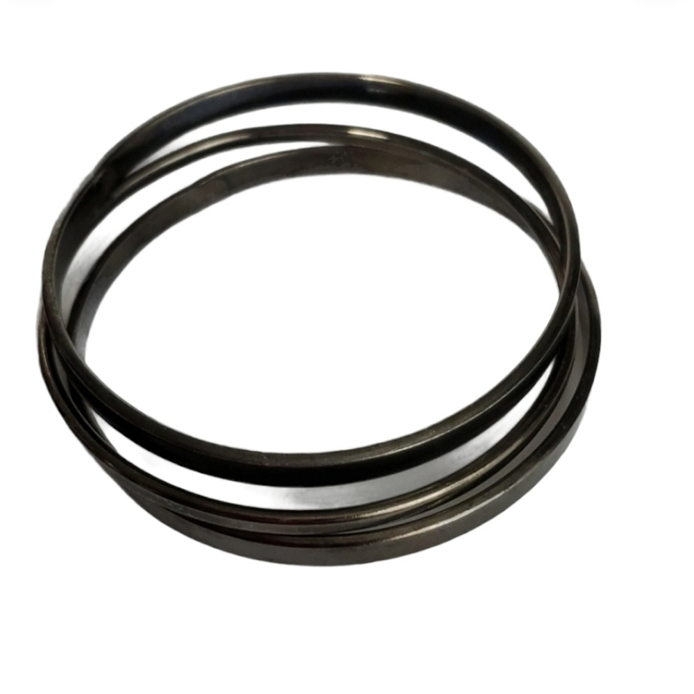 Set 3 Gunmetal bangle bracelets 6.5" *